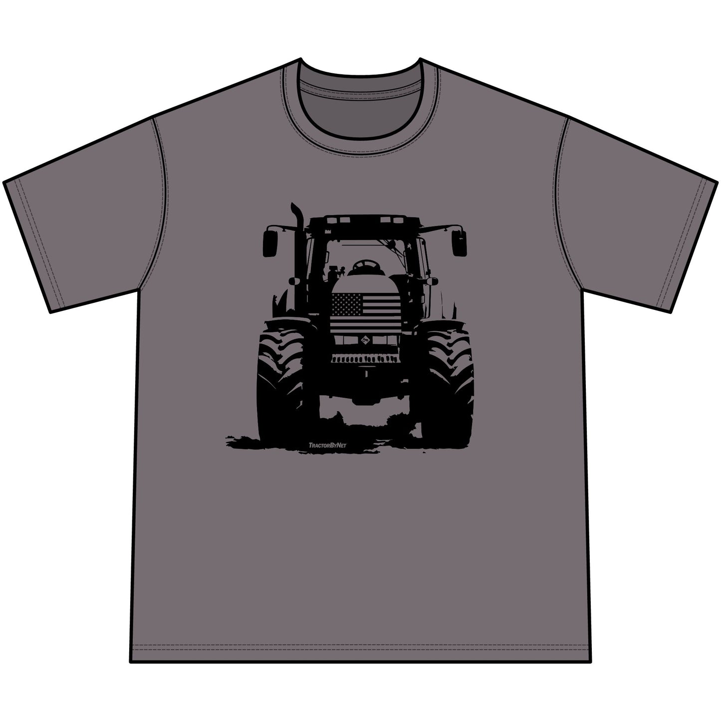 USA Flag Tractor Silhouette Vintage Mineral-Wash T-Shirt