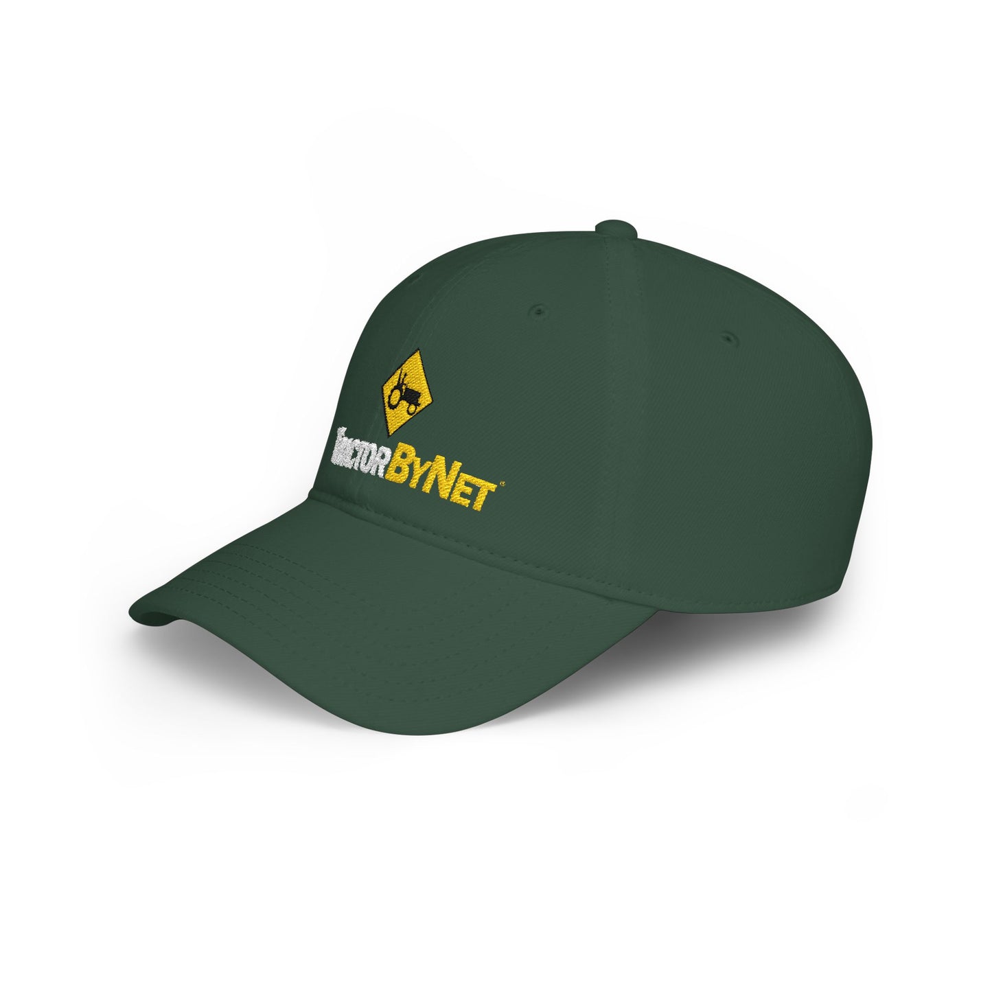 TractorByNet Low-Profile Baseball Cap — Red Farm & Tractor Logo Hat