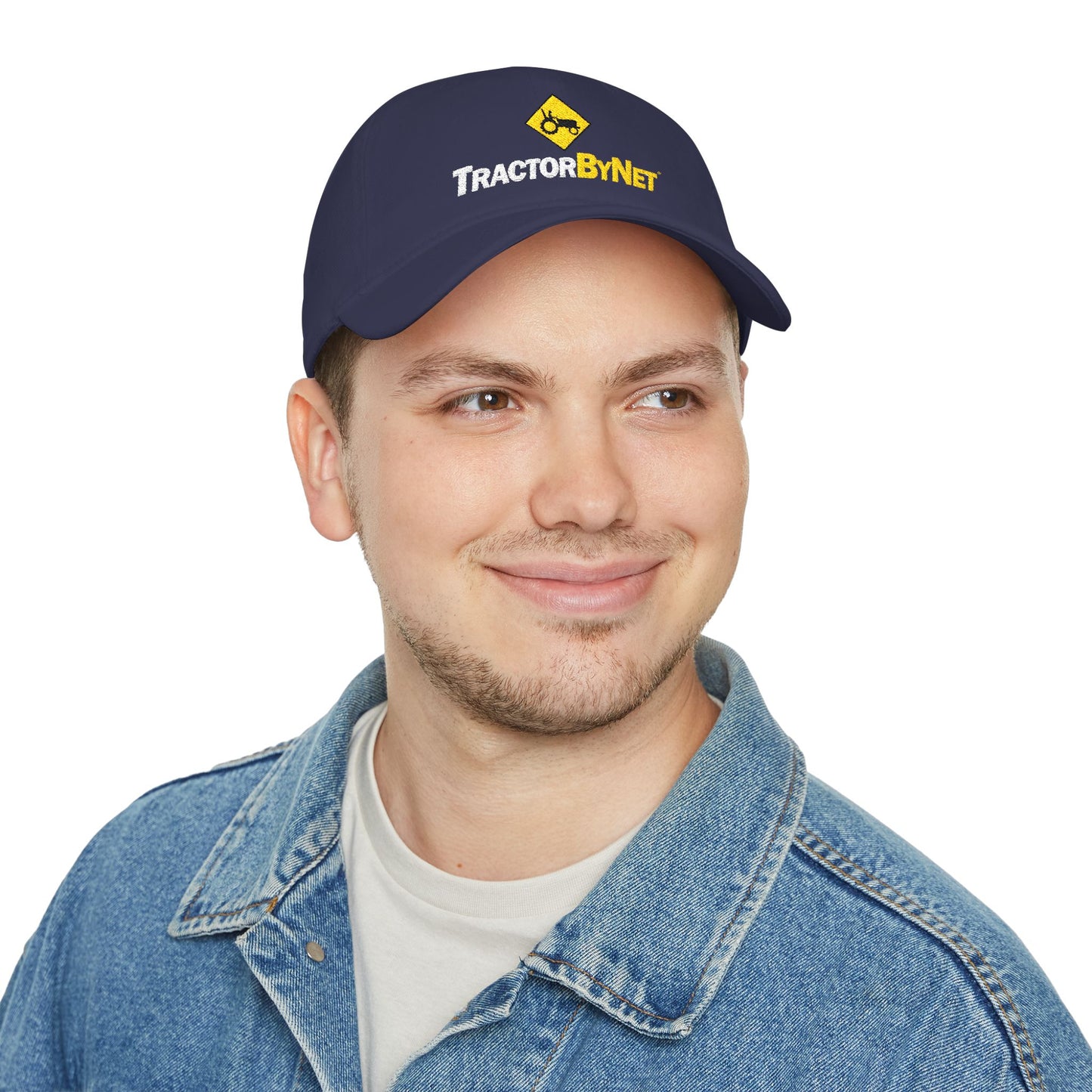 TractorByNet Low-Profile Baseball Cap — Red Farm & Tractor Logo Hat