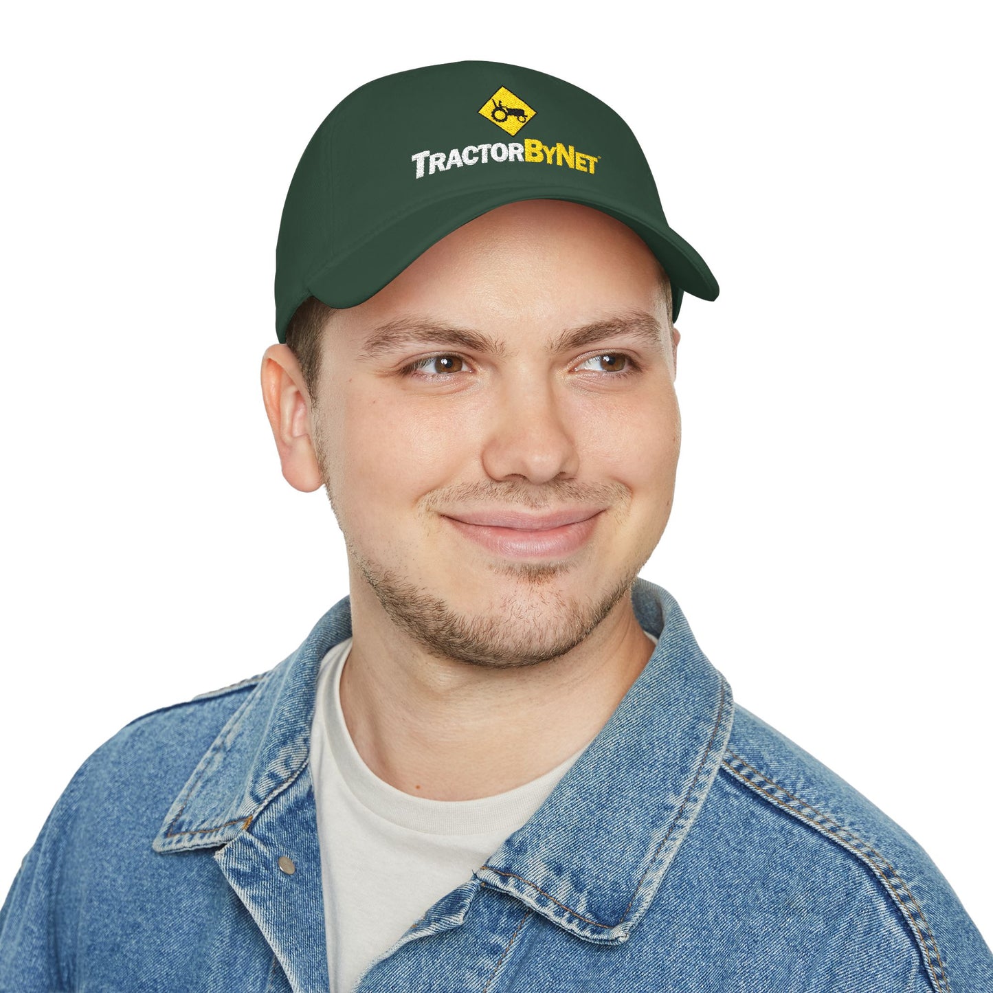 TractorByNet Low-Profile Baseball Cap — Red Farm & Tractor Logo Hat