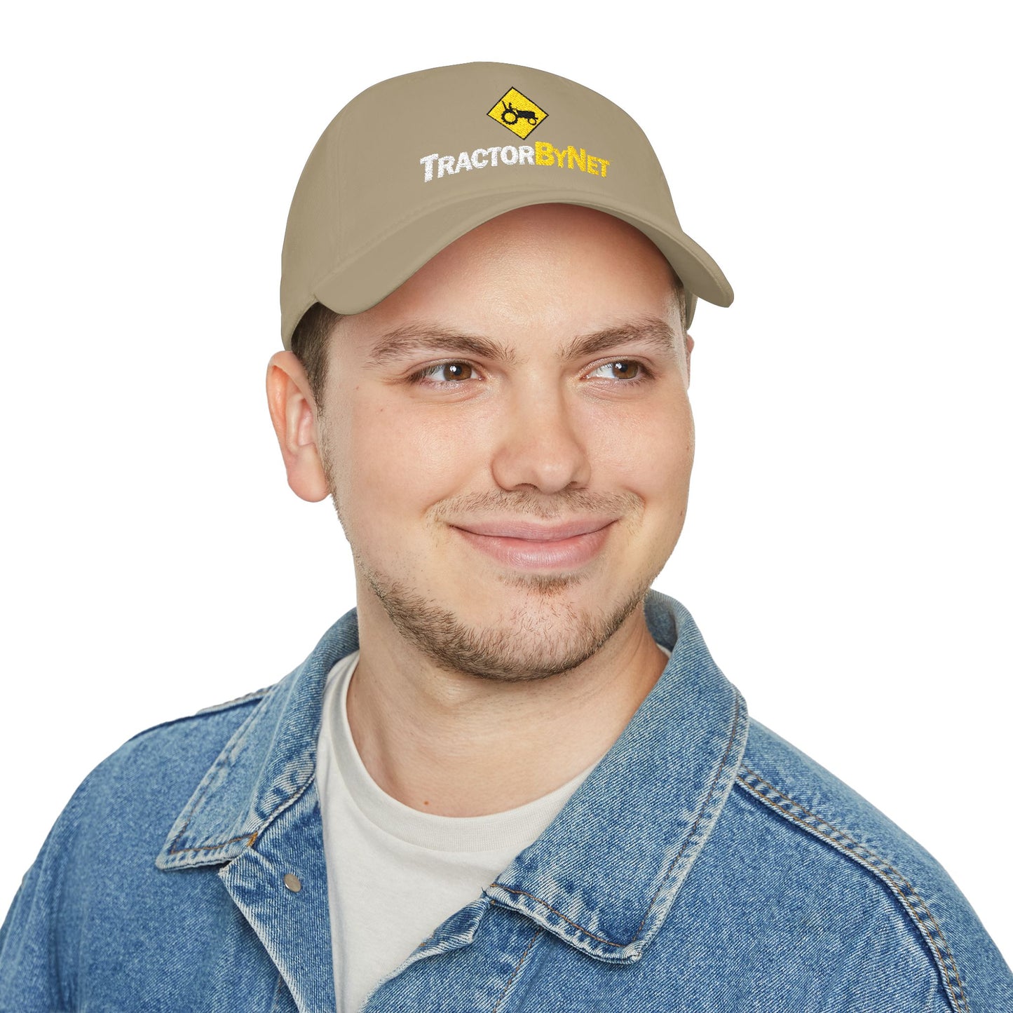 TractorByNet Low-Profile Baseball Cap — Red Farm & Tractor Logo Hat