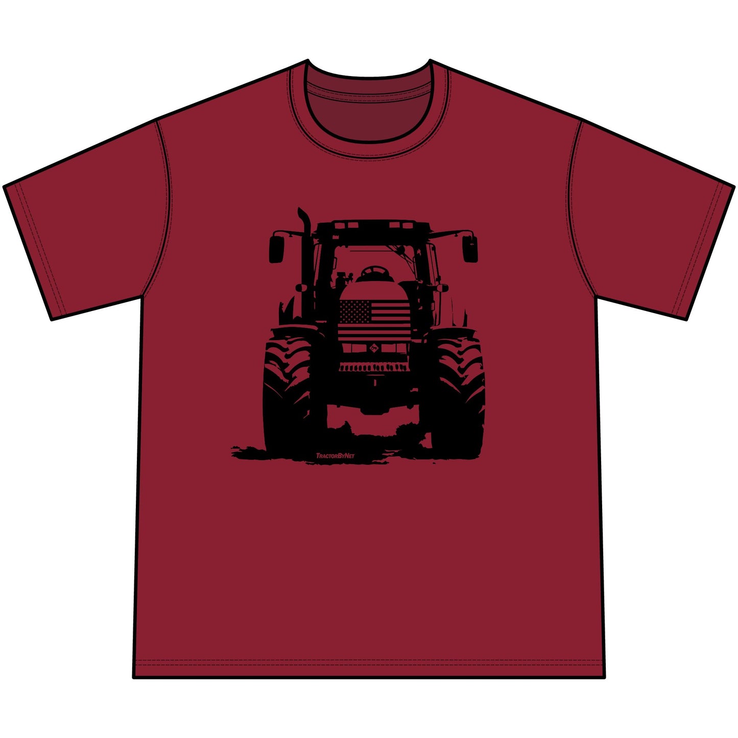 USA Flag Tractor Silhouette Vintage Mineral-Wash T-Shirt