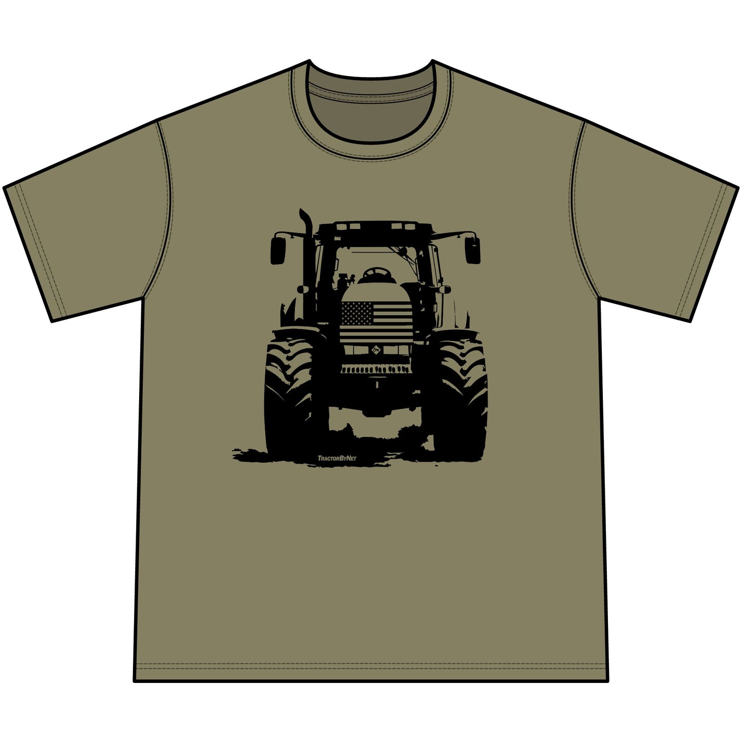 USA Flag Tractor Silhouette Vintage Mineral-Wash T-Shirt
