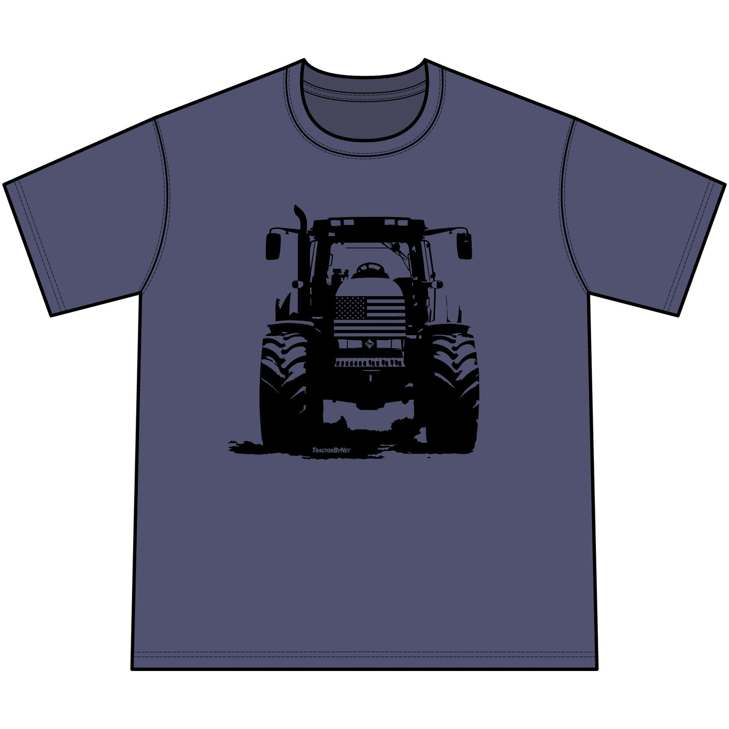 USA Flag Tractor Silhouette Vintage Mineral-Wash T-Shirt