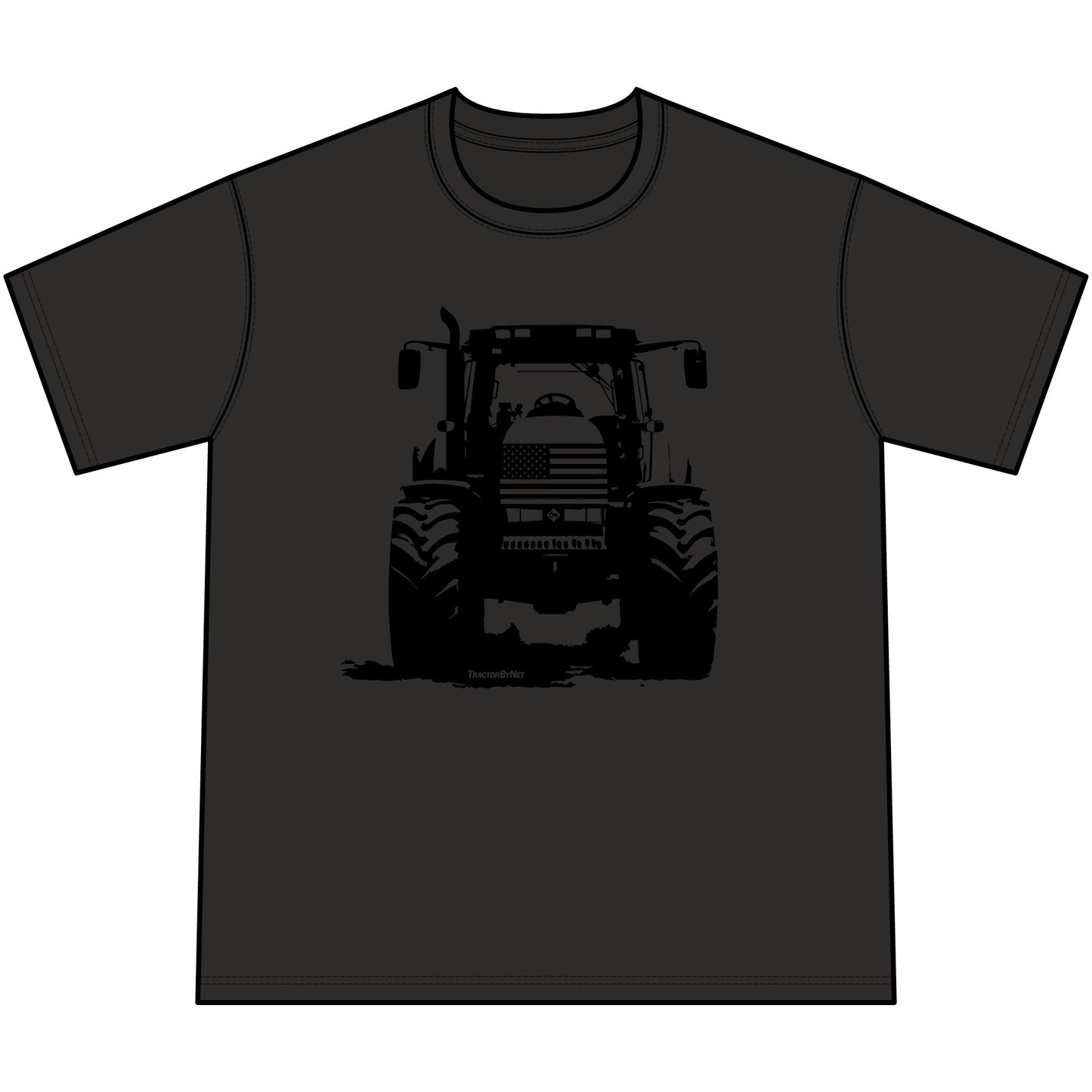 USA Flag Tractor Silhouette Vintage Mineral-Wash T-Shirt