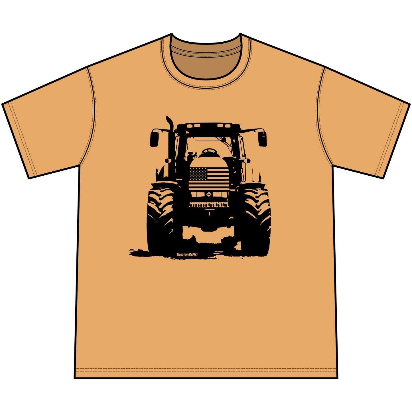 USA Flag Tractor Silhouette Vintage Mineral-Wash T-Shirt