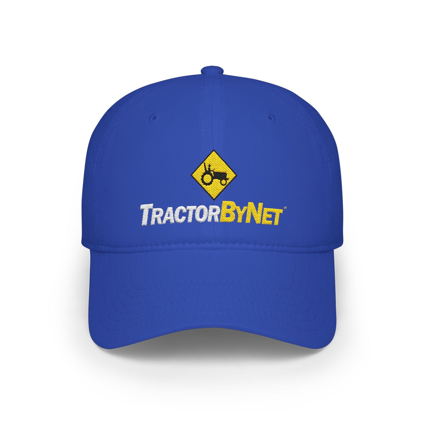 TractorByNet Low-Profile Baseball Cap — Red Farm & Tractor Logo Hat