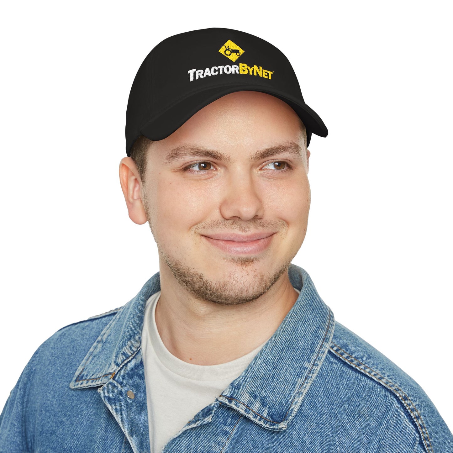 TractorByNet Low-Profile Baseball Cap — Red Farm & Tractor Logo Hat